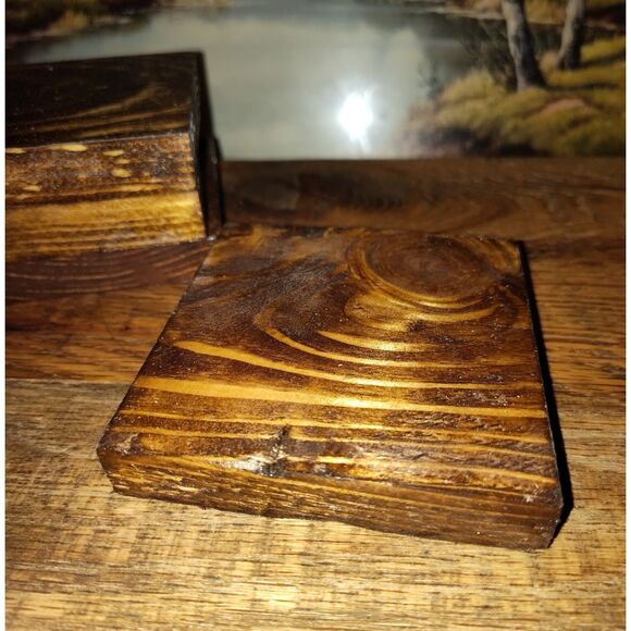Rustic Wood Coasters Decor Handmade Farm Decor Country Cottage Chic Home Accents - Picture 4 of 6